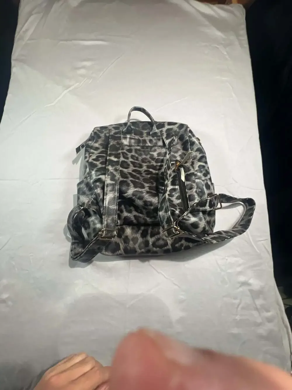 Faux leather, leopard, convertible, tote, guitar strap, backpack, black, and gr